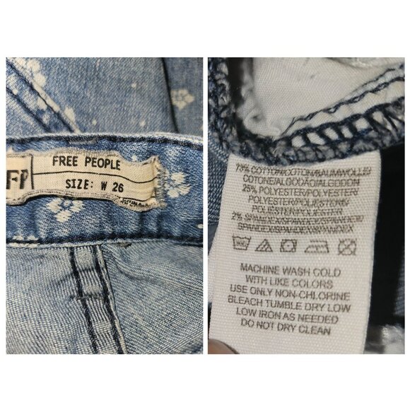 Free People Ditsy Flower Floral Denim Jeans Casual Low-Rise Ankle Women 26 - Picture 11 of 11